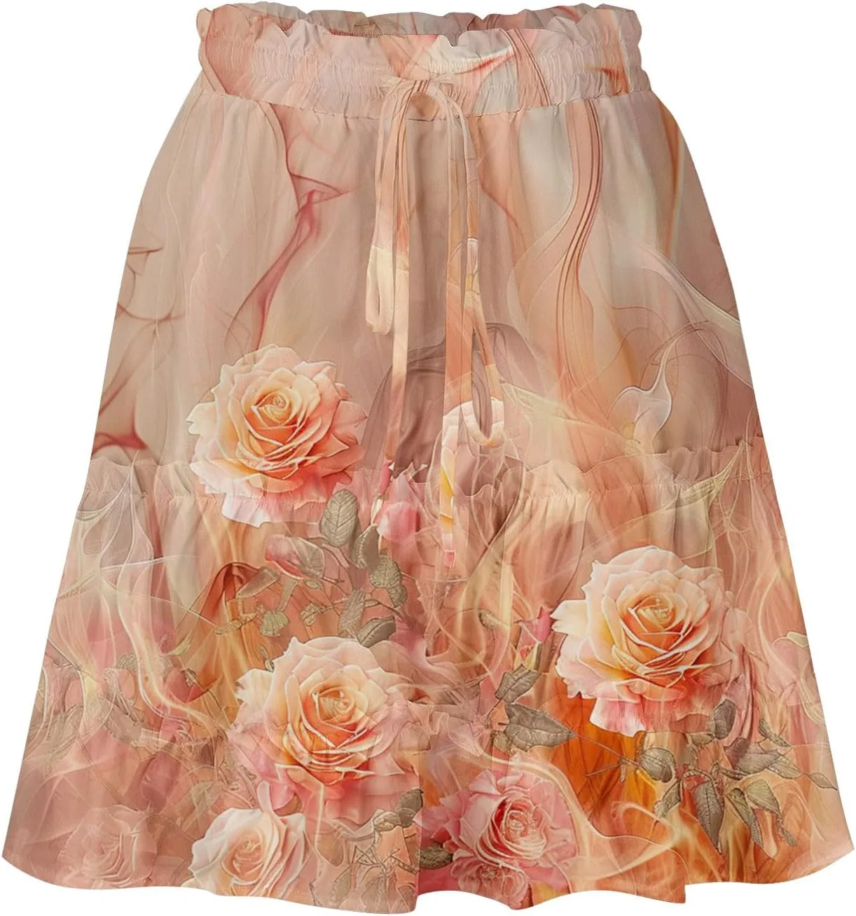 Womens Summer 2024 Tulle Long Skirts Irregular Hem High Waist Skirt Pleated Printed Mesh Midi Skirts for Ladies