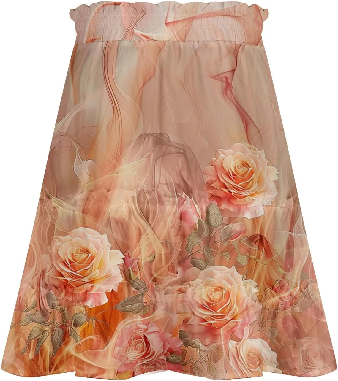 Womens Summer 2024 Tulle Long Skirts Irregular Hem High Waist Skirt Pleated Printed Mesh Midi Skirts for Ladies
