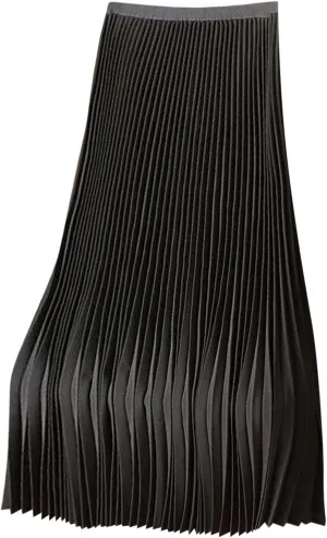 Women's Summer Midi Satin Skirt Dressy Casual High Waisted Pleated Elastic Waist A Line Flowy Elegant Skirts