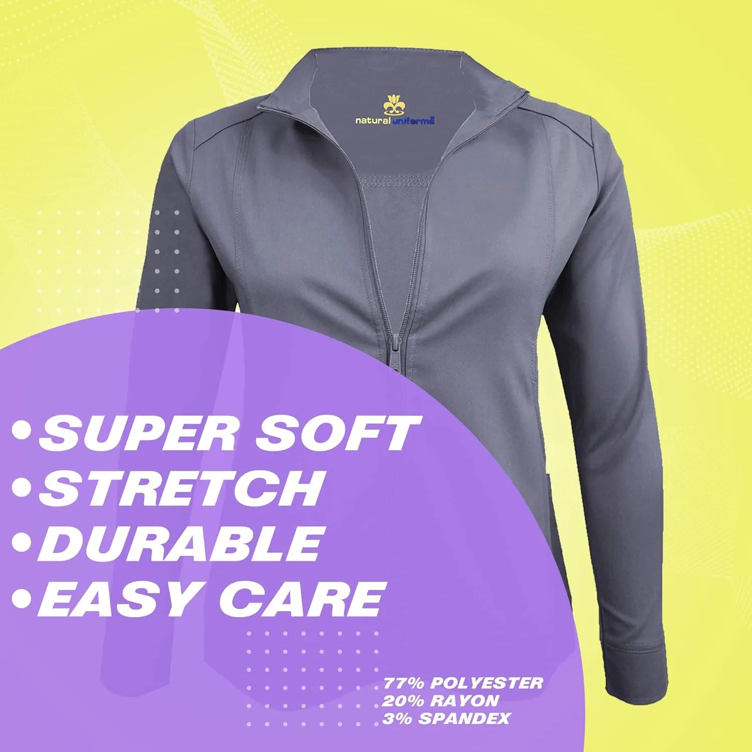 Women's Ultra Soft Front Zip Warm-Up Scrub Jacket