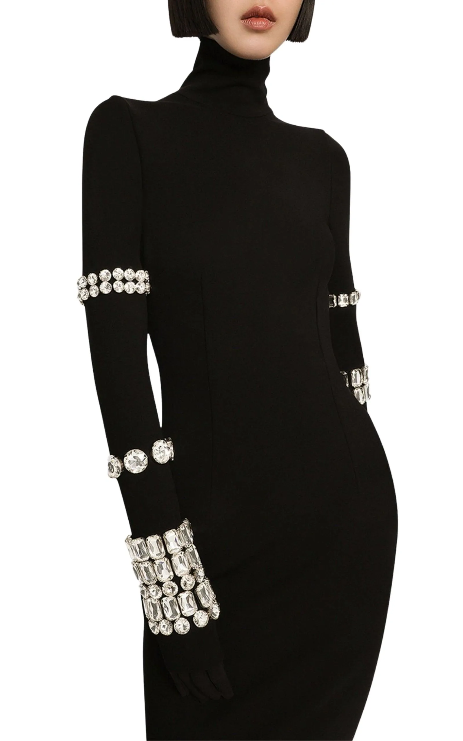 x Kim Kardashian Embellished Stretch-knit Midi Dress