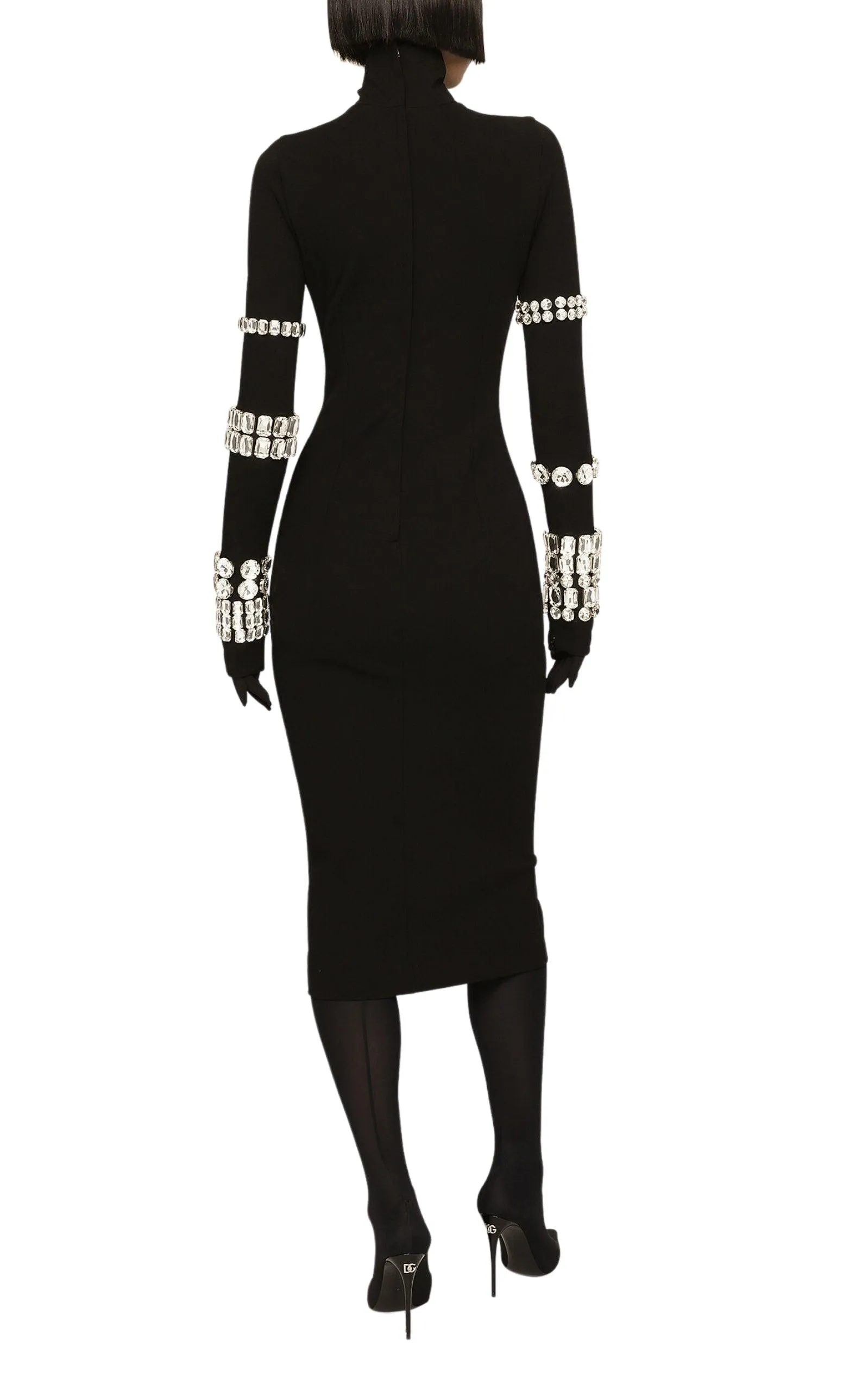 x Kim Kardashian Embellished Stretch-knit Midi Dress