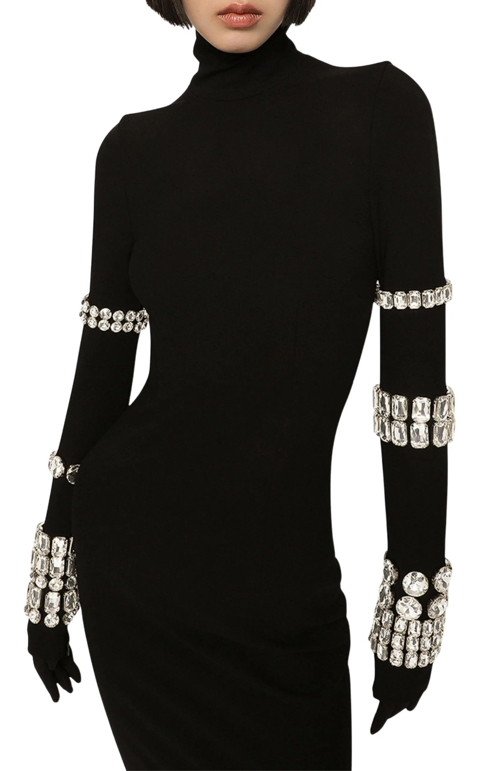 x Kim Kardashian Embellished Stretch-knit Midi Dress