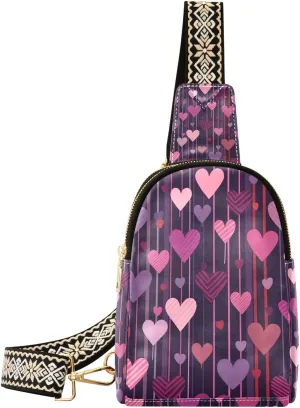 xigua Small Sling Bag for Women Romantic Love Fanny Pack Faux Leather Crossbody Bags Lightweight Chest Bag
